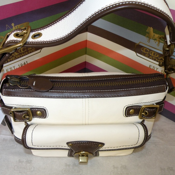 ❤️NEW MINT COACH LEGACY 65TH ANNIVERSARY BROWN & OFF-WHITE LEATHER SHOULDER BAG - Picture 7 of 10